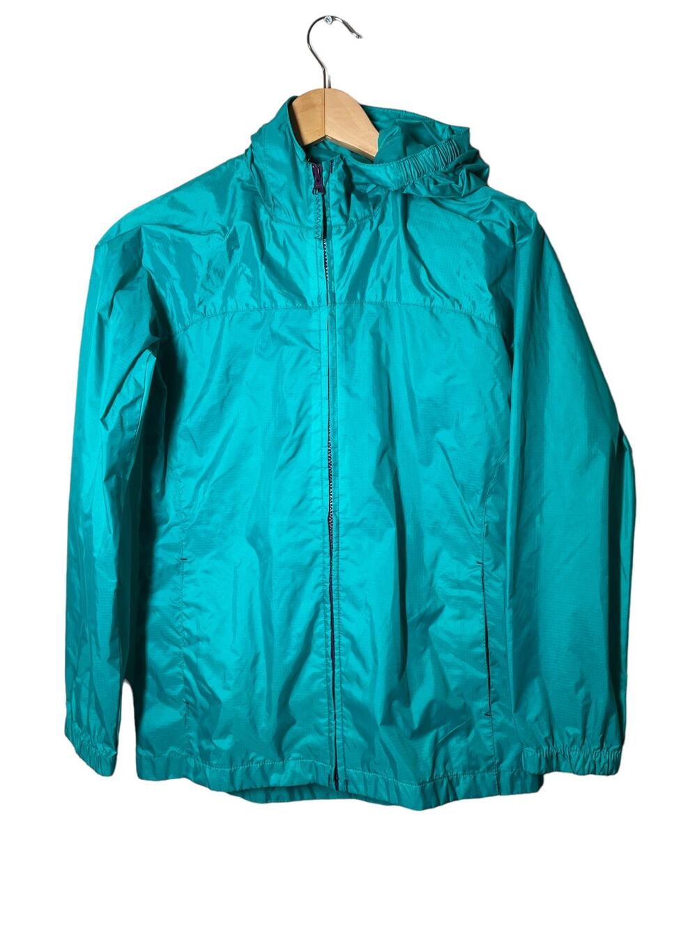 Lands' End Youth Kids  Large 14 Green Packable Rain Jacket Windbreaker